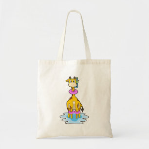 Giraffe vid Swimming med Simma ring Tygkasse