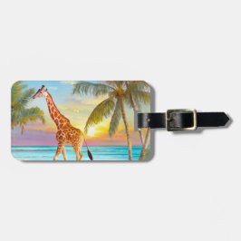 Giraffe vid Tropical Beach Bagagebricka