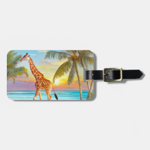 Giraffe vid Tropical Beach Bagagebricka