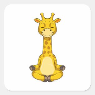 Giraffe vid Yoga Meditation Fyrkantigt Klistermärke