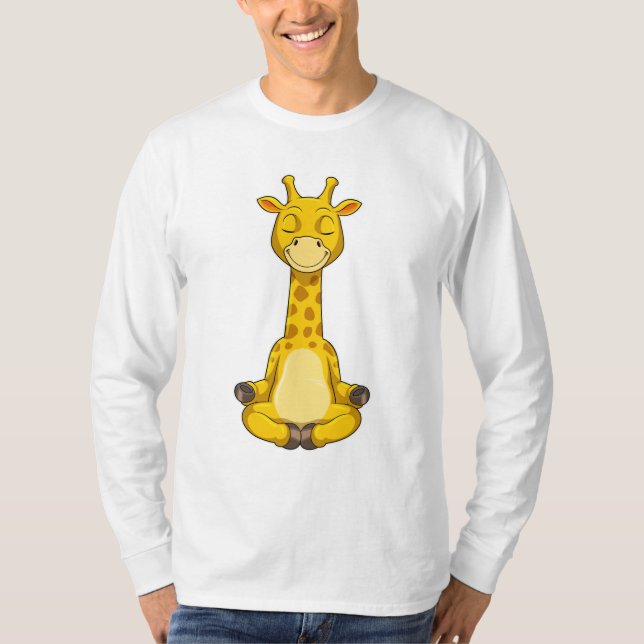 Giraffe vid Yoga Meditation T Shirt (Framsida)