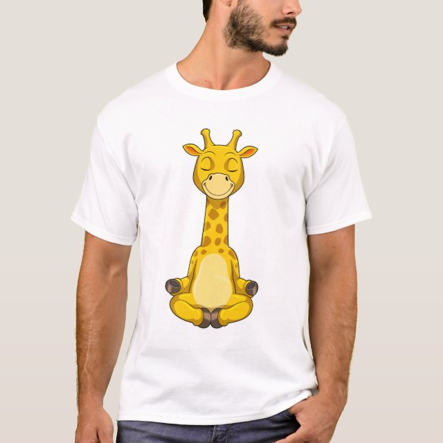 Giraffe vid Yoga Meditation T Shirt (Framsida)
