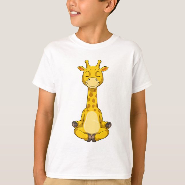 Giraffe vid Yoga Meditation T Shirt (Framsida)