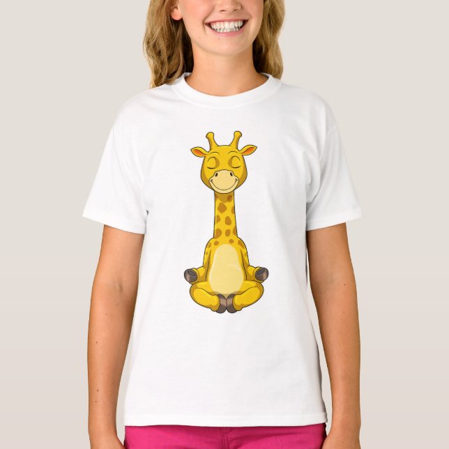 Giraffe vid Yoga Meditation T Shirt (Framsida)