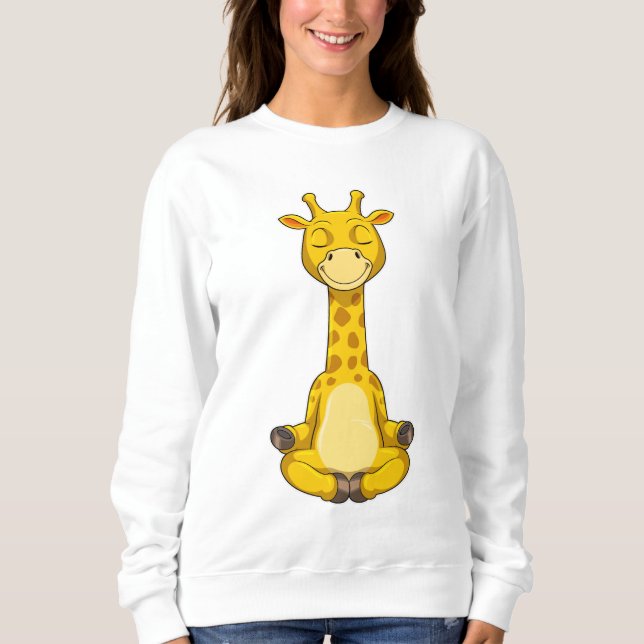 Giraffe vid Yoga Meditation T Shirt (Framsida)