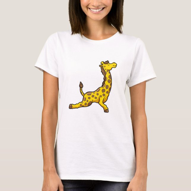 Giraffe vid Yoga Stretching övningar Ben & Nacke T Shirt (Framsida)