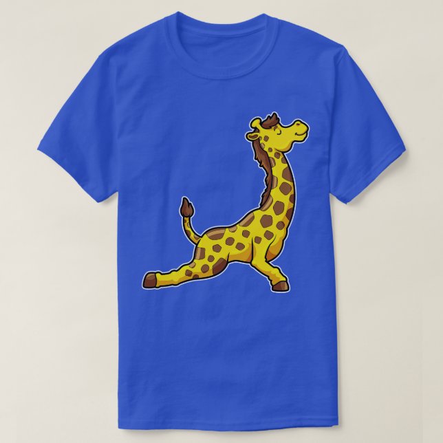 Giraffe vid Yoga Stretching-övningar i Ben Nacke T Shirt (Design framsida)