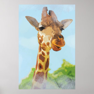 Giraffe vild, fantastiskt djur poster