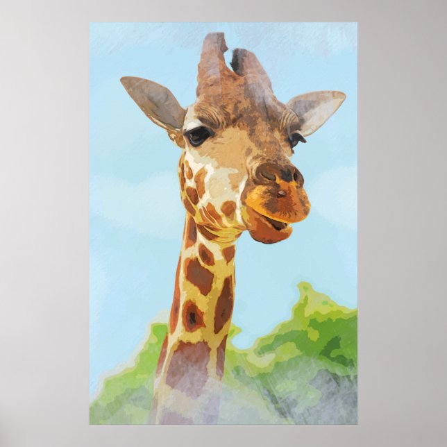 Giraffe vild, fantastiskt djur poster (Framsidan)