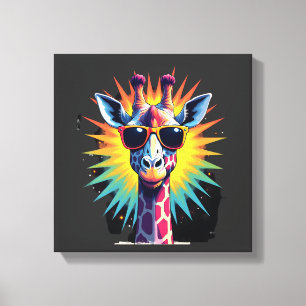 Giraffe Vintage Solglasögon Roligt Afrikanskt Djur Canvastryck