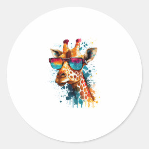 Giraffe Vintage Sunglasses Funny African Animal Lo Runt Klistermärke