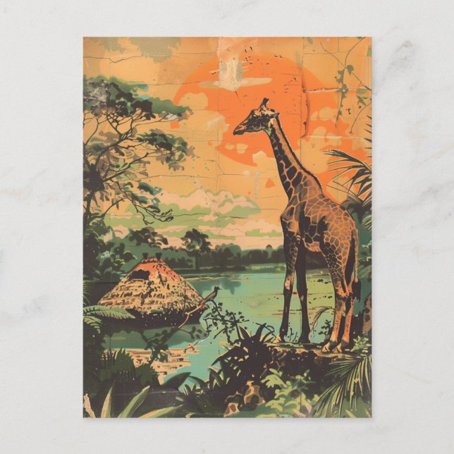 Giraffe vintage vykort (Framsida)