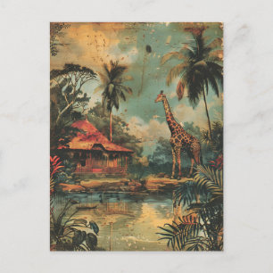 Giraffe vintage vykort