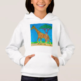 Giraffe (vit) - Flickans Hoodie T Shirt