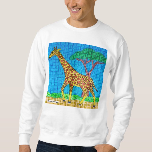 Giraffe (vit) - Herrtröja Lång Ärmad Tröja (Framsida)