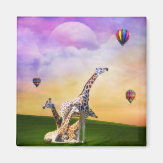Giraffe Watching Balloons Magnet