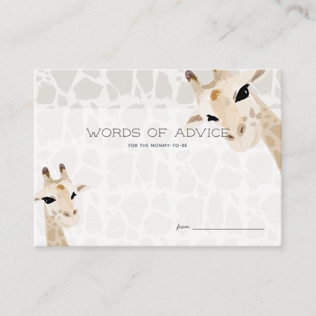 Giraffe Watercolor Baby Shower Adapter Rådkort (Framsida)