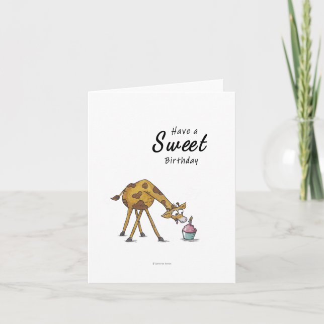 Giraffe Watercolor Birthday Card Kort (Framsida)