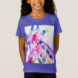 Giraffe Watercolor Girls Lila Gifts Lavender T Shirt