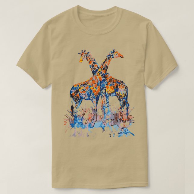 Giraffe Watercolor Kärlek Giraffe T Shirt (Design framsida)
