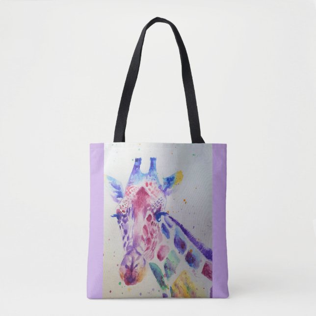 Giraffe Watercolor Painting Djur älskare Tote Bag Tygkasse (Framsida)