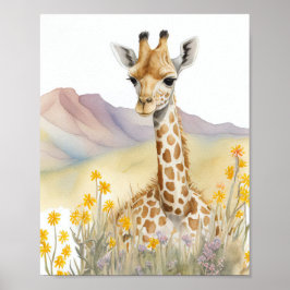 Giraffe Watercolor Painting Poster