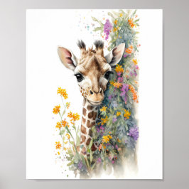 Giraffe Watercolor Painting Poster
