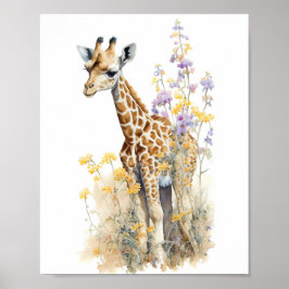 Giraffe Watercolor Painting Poster