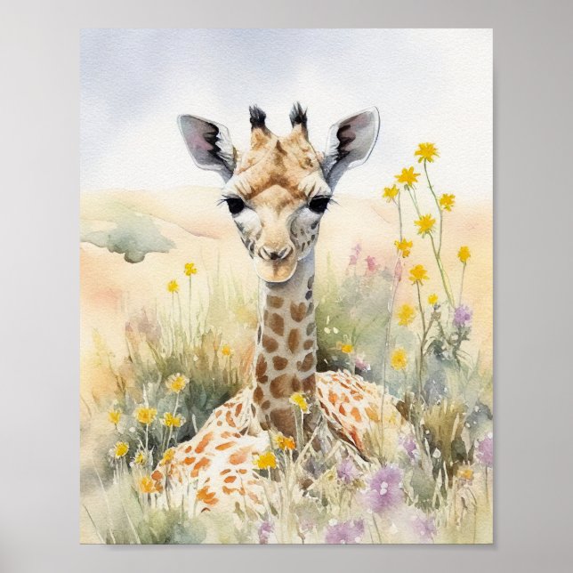 Giraffe Watercolor Painting Poster (Framsidan)