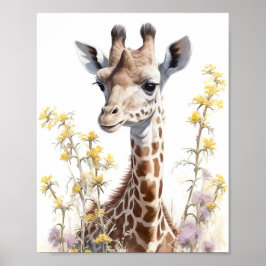Giraffe Watercolor Painting Poster