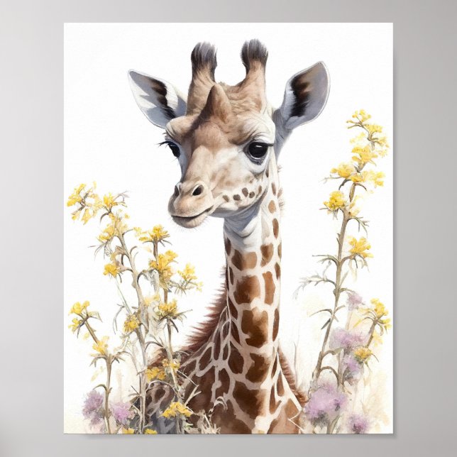 Giraffe Watercolor Painting Poster (Framsidan)