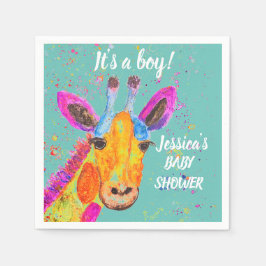 Giraffe Watercolor Safari Jungle Cute Baby Shower Pappersservett