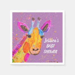 Giraffe Watercolor Safari Jungle Cute Baby Shower Pappersservett