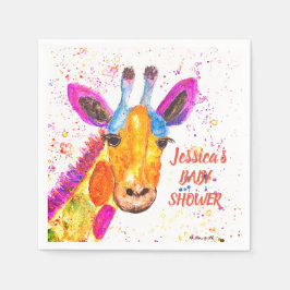 Giraffe Watercolor Safari Jungle Cute Baby Shower Pappersservett