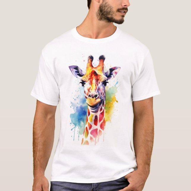 Giraffe Watercolor T Shirt (Framsida)