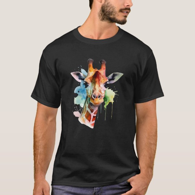 Giraffe Watercolor T Shirt (Framsida)