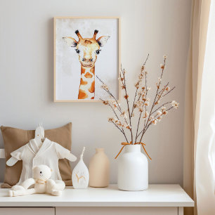 Giraffe Watercolor Wall Art Nursery Decor Poster