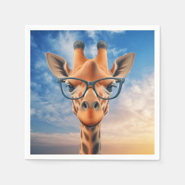 Giraffe Wearing Eyeglasses Pappersservett (Framsidan)