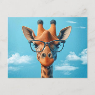 Giraffe Wearing Eyeglasses Vykort