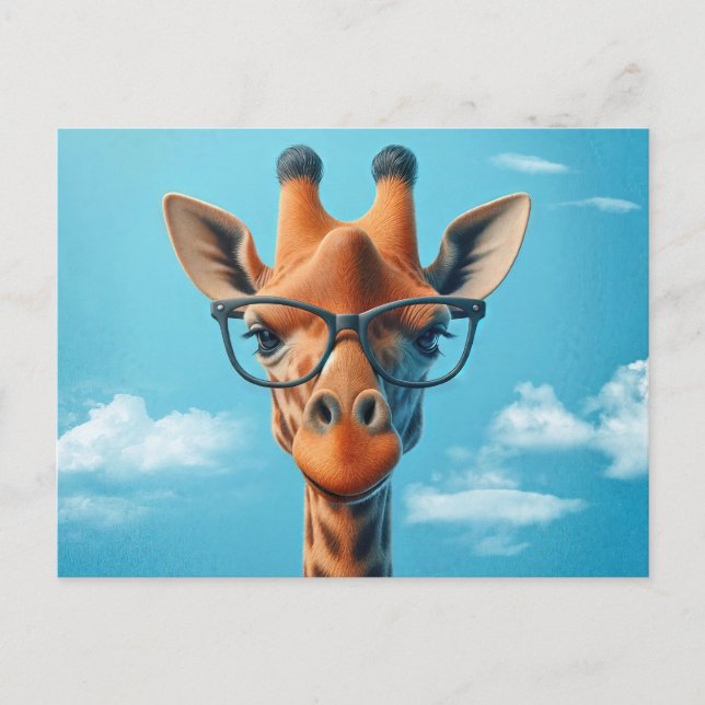 Giraffe Wearing Eyeglasses Vykort (Framsida)