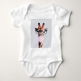 Giraffe Wearing Glass Blowing Rosa Bubble gumm T Shirt