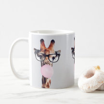 GIRAFFE WEARING GLASSES COFFEE MUGG