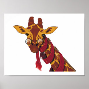 Giraffe Wearing Glasses Poster