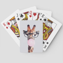 GIRAFFE WEARING GLASSES SOM BLÖSER EN ROSA BUBBLEG