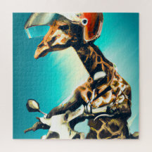 Giraffe Wearing Helmet på motorcykelns moderna AI 
