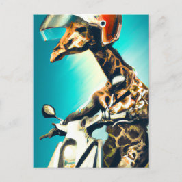 Giraffe Wearing Helmet på motorcykelns moderna AI  Vykort