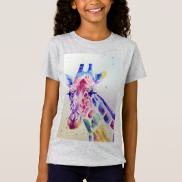Giraffe Whimsical Watercolor grått Girls T Shirt