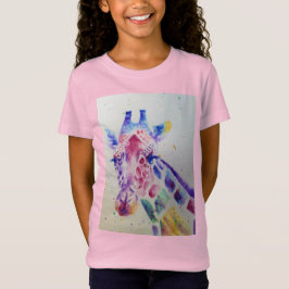 Giraffe Whimsical Watercolor rosa Girls T Shirt