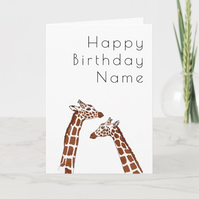 Giraffe White Art Deco Birthday Kort (Framsida)