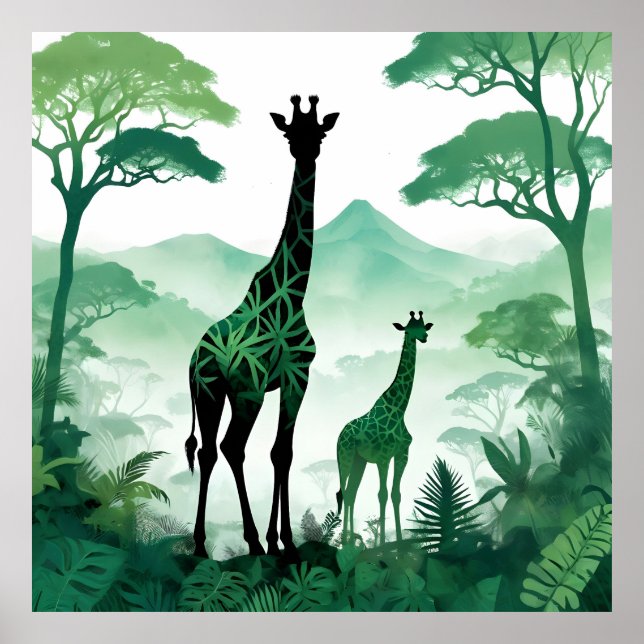 Giraffe Wildlife Animal Natature Environment Fores Poster (Framsidan)